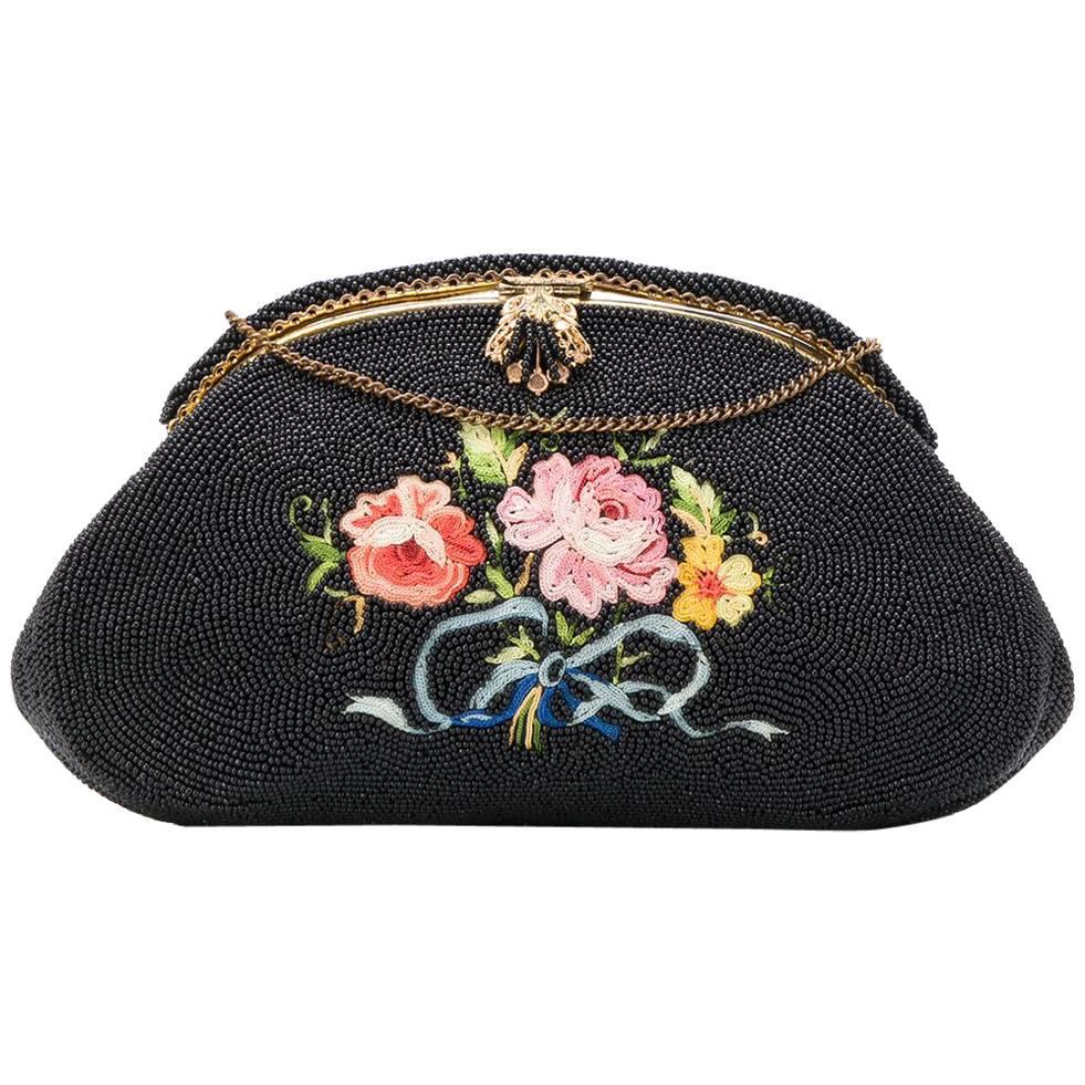 Beaded Floral Vintage Handbag, 1940s 