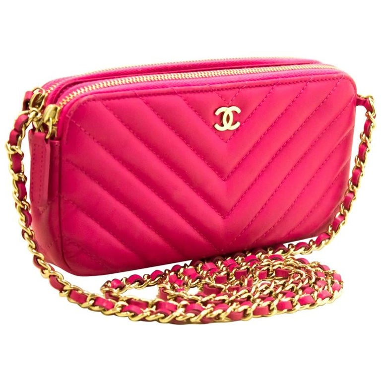 Chanel Hot Pink Wallet On Chain Woc Double Zip Chain Shoulder Bag At  1Stdibs | Hot Pink Purse, Hot Pink Chain Bag, Hot Pink Chanel Bag