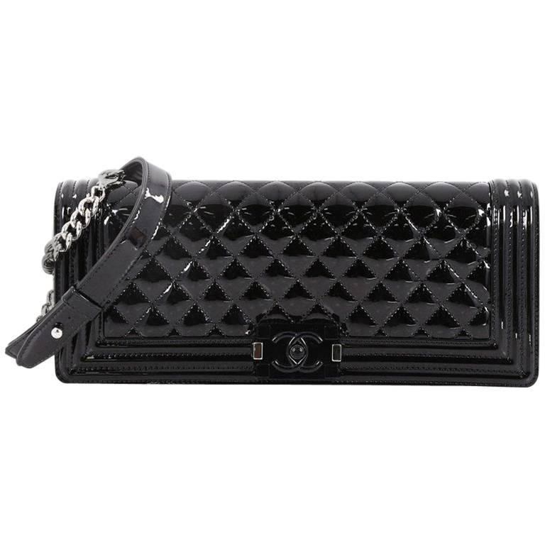 Chanel Boy Wrist Strap Clutch Quilted Patent