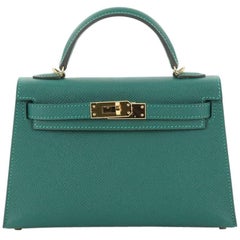 Hermes Kelly Mini II Handbag Malachite Epsom with Gold Hardware 20