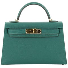 Hermes Kelly Mini II Handbag Malachite Epsom with Gold Hardware 20