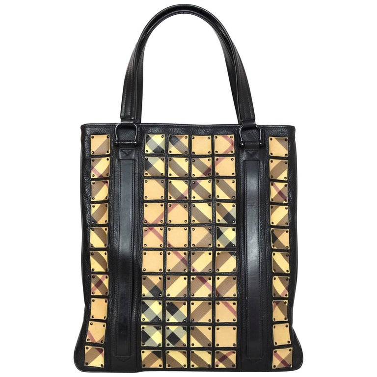 Burberry Prorsum Patchwork Nova Plaid Leather Tote Bag w. Dust Bag For