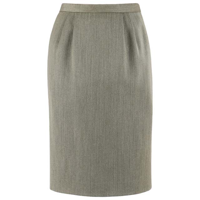LOUIS VUITTON Charcoal Gray Silk Satin Studded Pleated Wrap Skirt For ...
