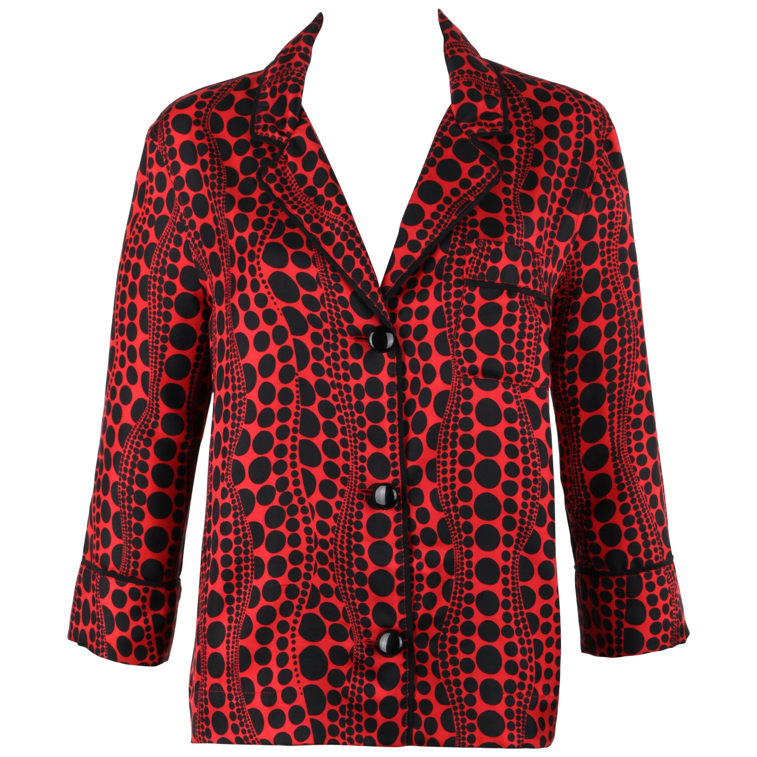 LOUIS VUITTON c.2012 YAYOI KUSAMA Red Pumpkin Dots Silk Blouse Shirt  Jacket at 1stDibs