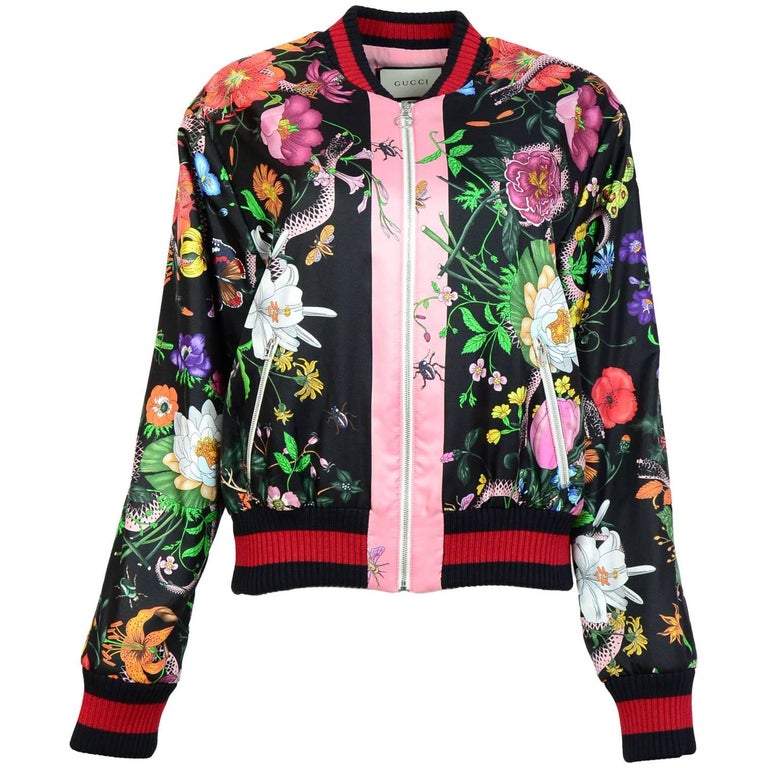 Gucci Floral Silk Bomber Jacket Sz IT48 NWT For Sale at 1stDibs