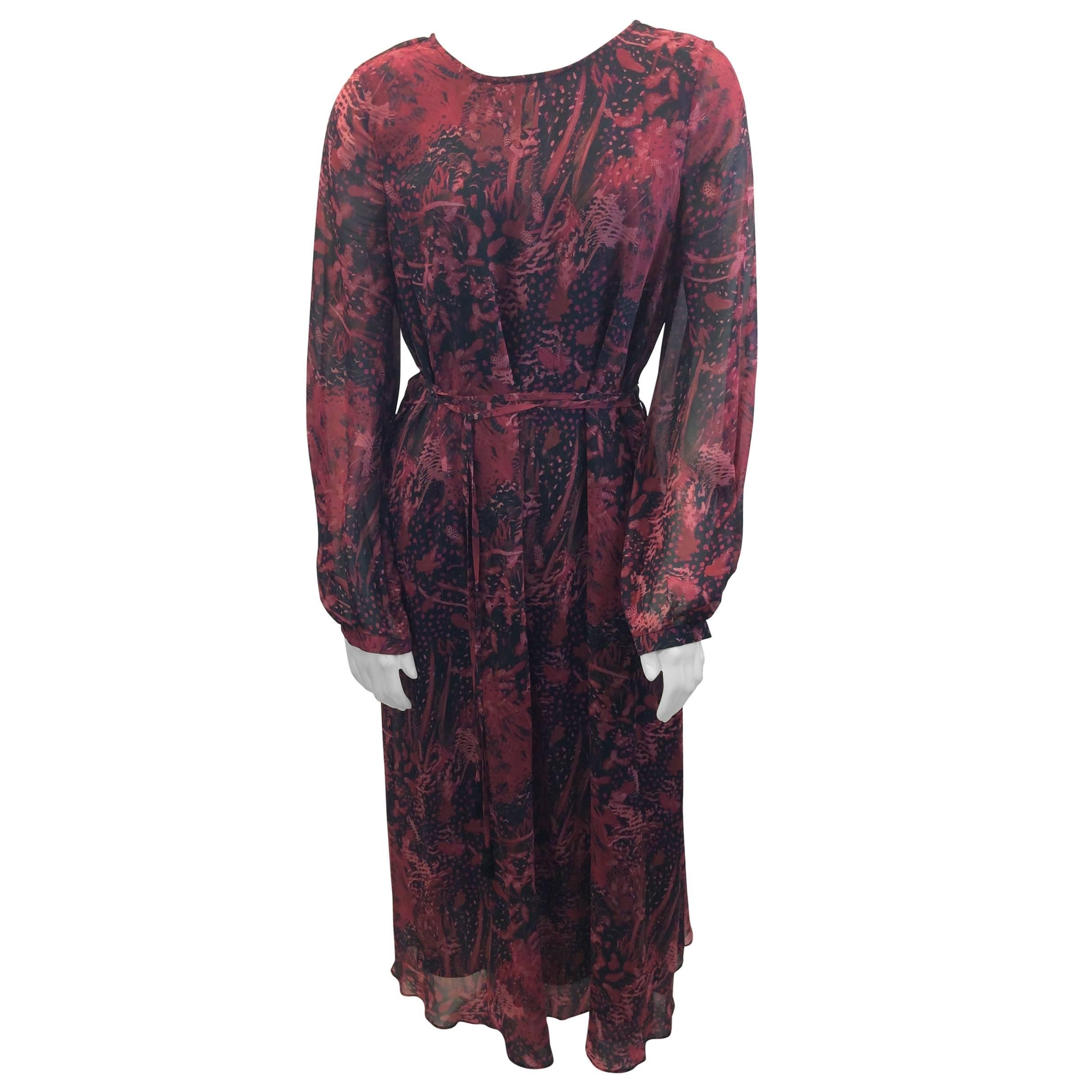 Iro Red and Black Silk Print Maxi Dress For Sale