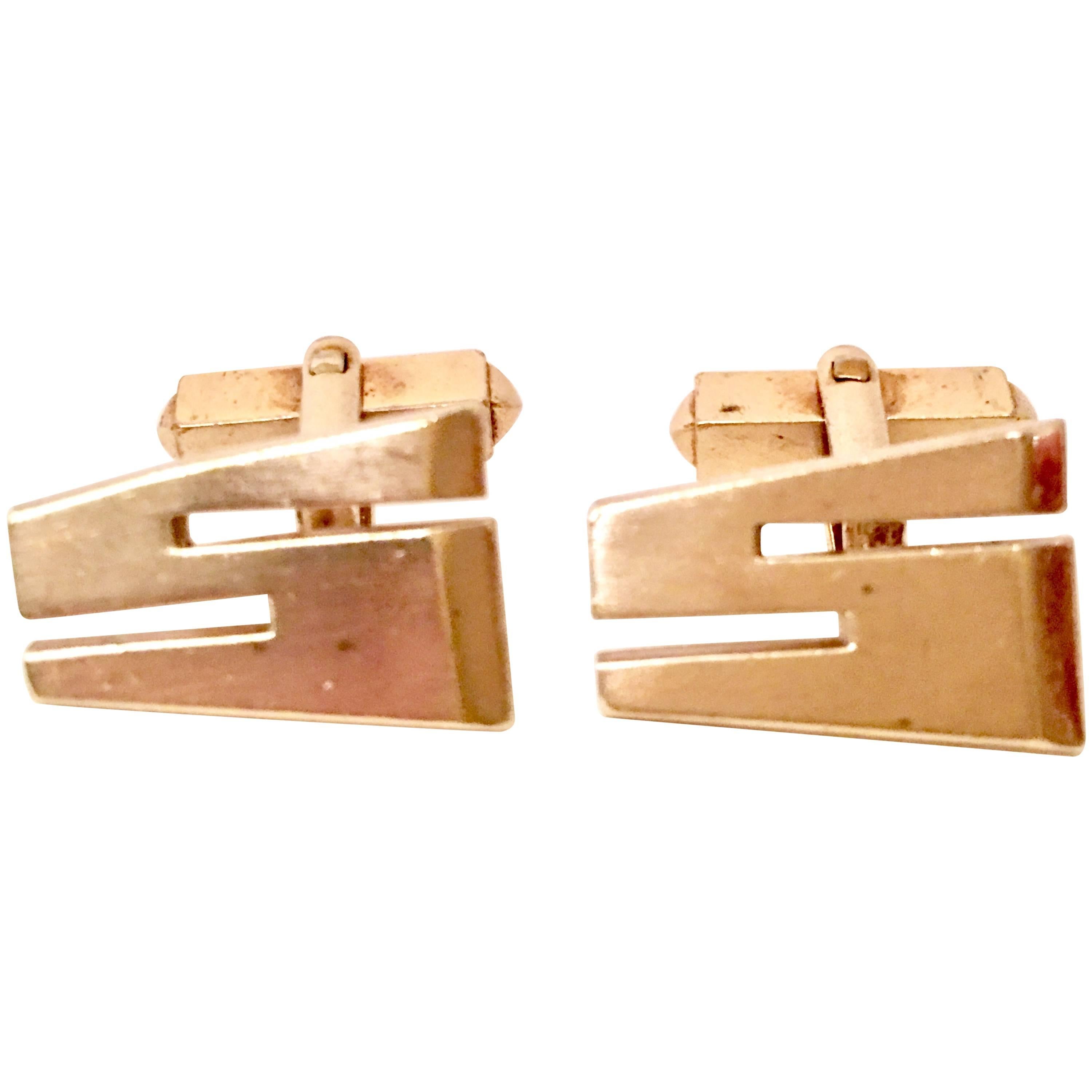 Vintage Pair Of Gold Plate "S" Cuff Links By, Swank