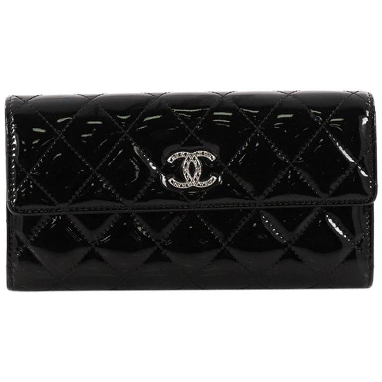 Chanel Brilliant CC Gusset Flap Wallet Patent Long