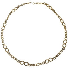 CHANEL Vintage Long Necklace in Gilt Metal