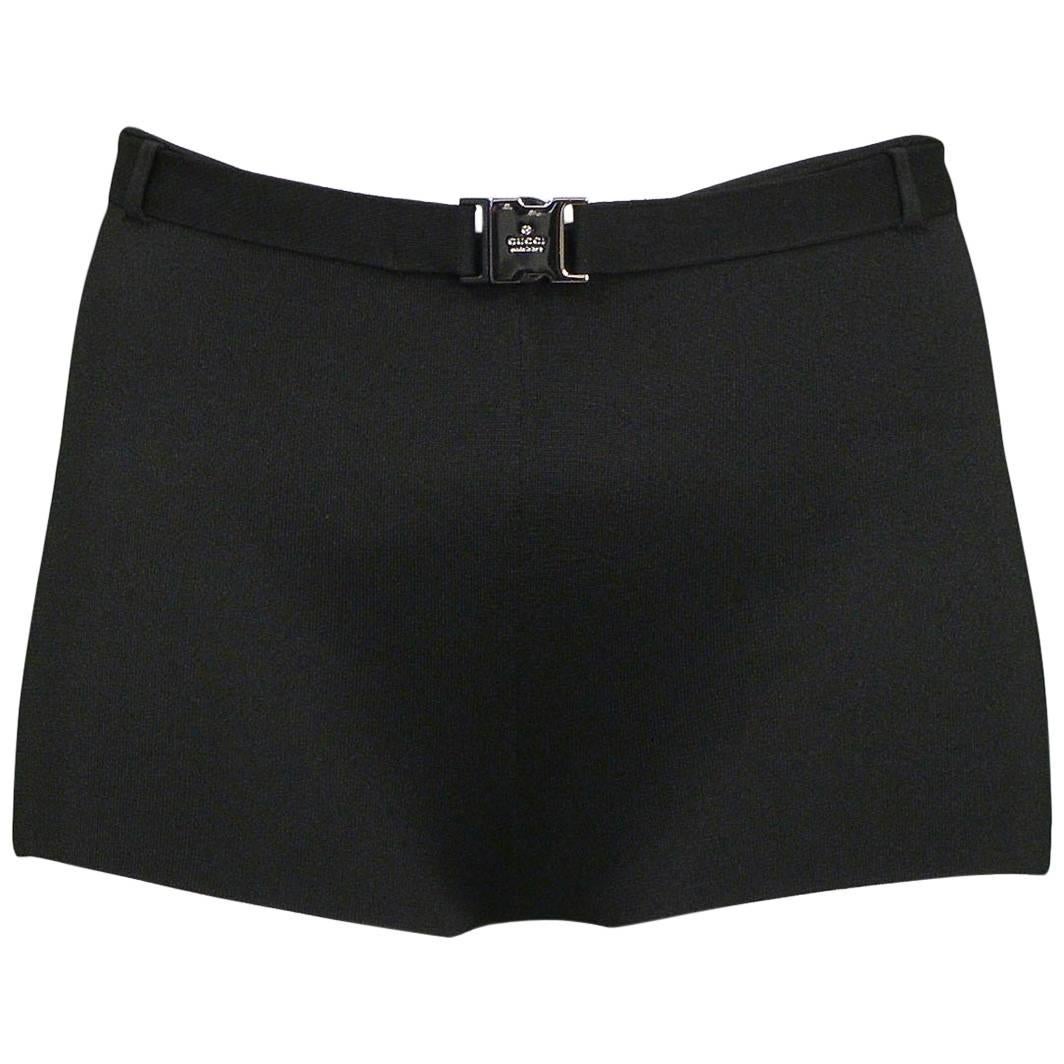 1990s Tom Ford for Gucci Black Knit Belted Hot Pants