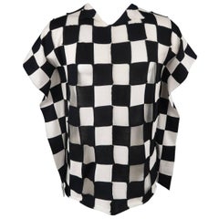 Junya Watanabe Black and White Checkered Knit Draped Side Pullover