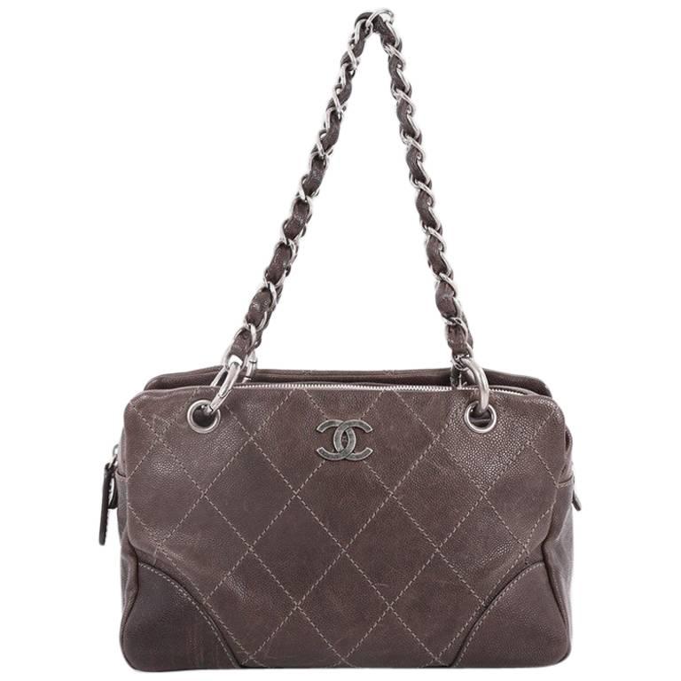 Chanel Outdoor Ligne Tote Quilted Caviar Medium