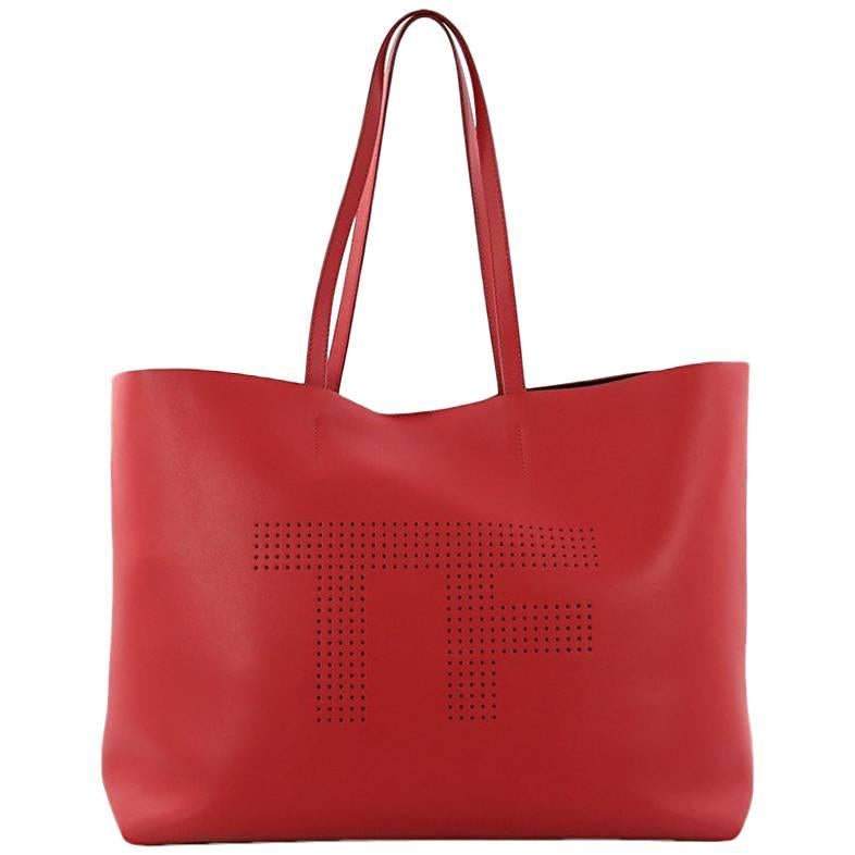 Tom Ford Logo Tote Perforated Leather Large