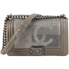 Chanel Paris-Dallas Boy Flap Bag Limitierte Auflage Metallisiert Strass Alt Mittel