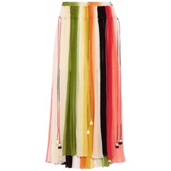 Chloé Striped Silk-Crepon Maxi Skirt