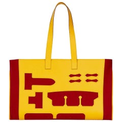 2010 Hermès Soleil Epsom Leather and Rouge H Felt Petit H GM Skeleton Tote