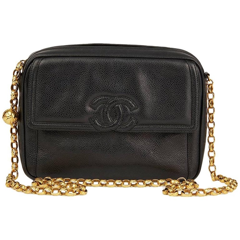 1994 Chanel Black Caviar Leather Vintage Timeless Camera Bag at 1stDibs
