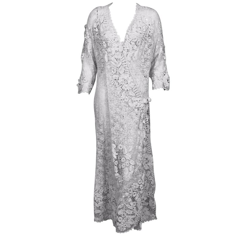 Irish Lace Hand Made White Coat or Dress, Early 20th Century at 1stDibs