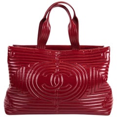 Chanel Large Red Vinyl Ming Coco Vinyl Tote Bag 