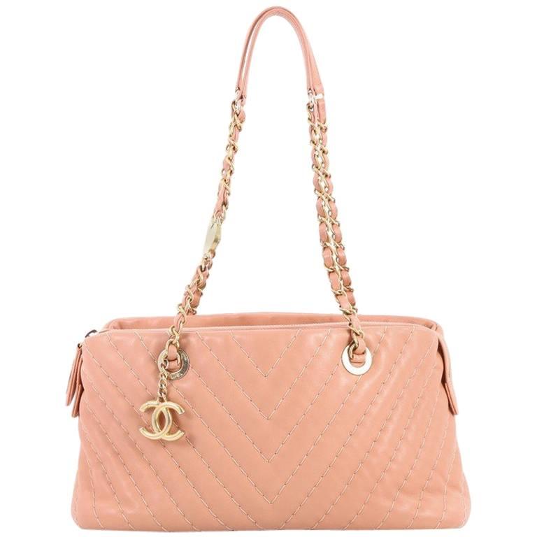 Chanel Surpique CC Charm Chevron Lambskin Small Tote 