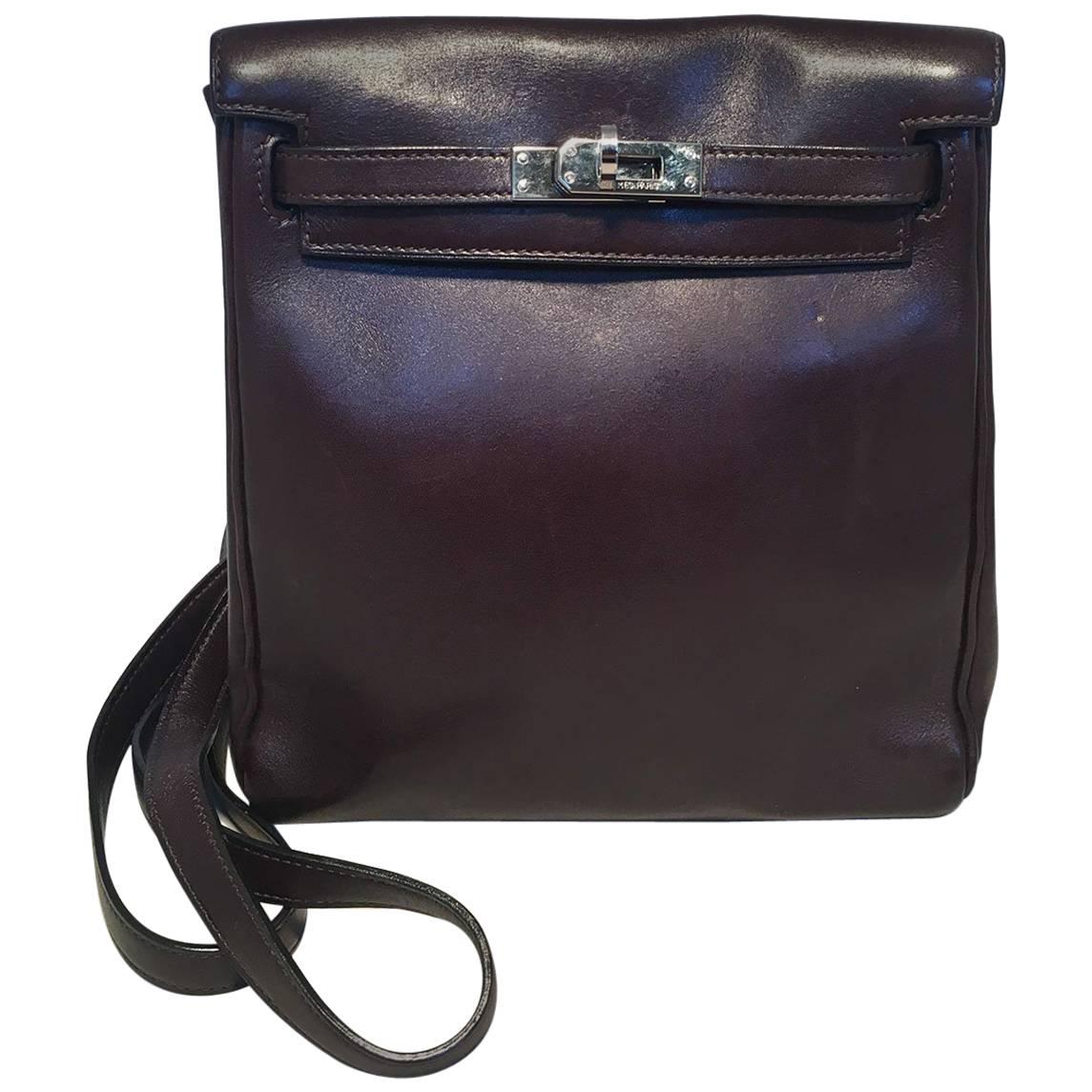 Hermes Dark Brown Kelly Ado Vache Leather Mini Backpack Shoulder Bag