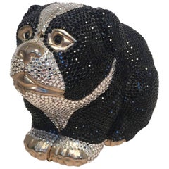 Judith Leiber Swarovski Crystal Bulldog Minaudiere Evening Bag