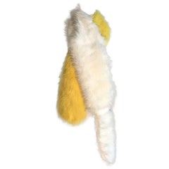 Prada 2011 Runway Yellow and White Faux Fur Stole Scarf Wrap