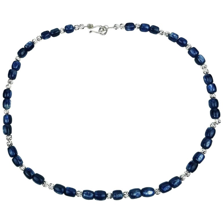 Blue Kyanite and Silver Necklace For Sale at 1stdibs
