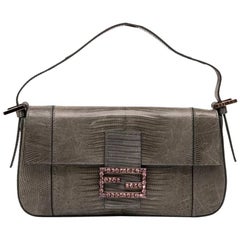 FENDI Baguette Bag in Gray Lizard