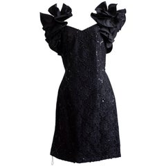 1980s Ruffle Sleeve Cocktail Dress