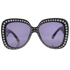 Chanel Retro Rhinestone Oversized Runway Sunglasses, 1990s  