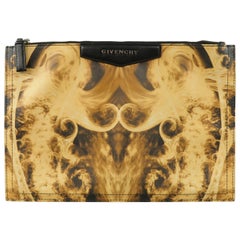 GIVENCHY Beige & Black Flame Print Coated Canvas Antigona Clutch Zip Pouch