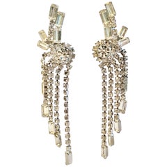 Vintage 60
S Monumental Weiss Style Silver 
Swarovski Crystal "Chandelier" Earrings