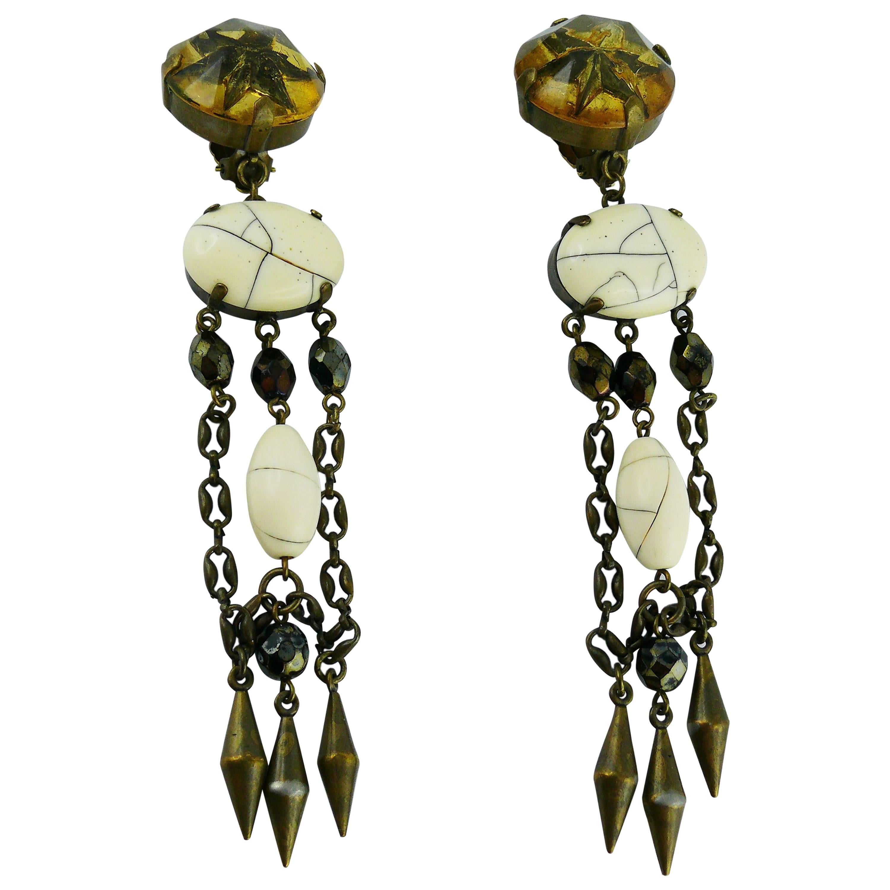 Jean Paul Gaultier Vintage Shoulder Duster Dangling Earrings For Sale