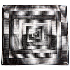 Vera Neumann Silk Scarf Shawl Black & White Op Art Abstract Print 31in 1970s