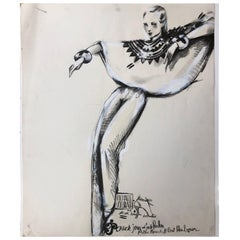 Vintage Michaele Vollbracht Original Large Format Fashion Illustration