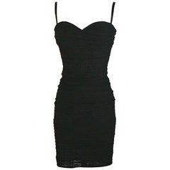 Dolce & Gabbana Black Textured Fitted Bustier Top Cocktail Dress