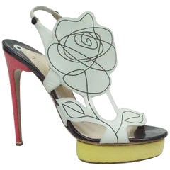 Nicholas Kirkwood Multi Floral Yellow / Pink Python Shoes 