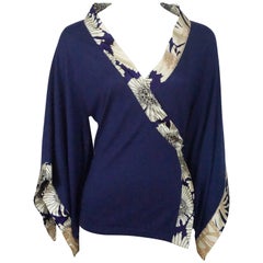 Roberto Cavalli Navy Knit Silk Cashmere Top
