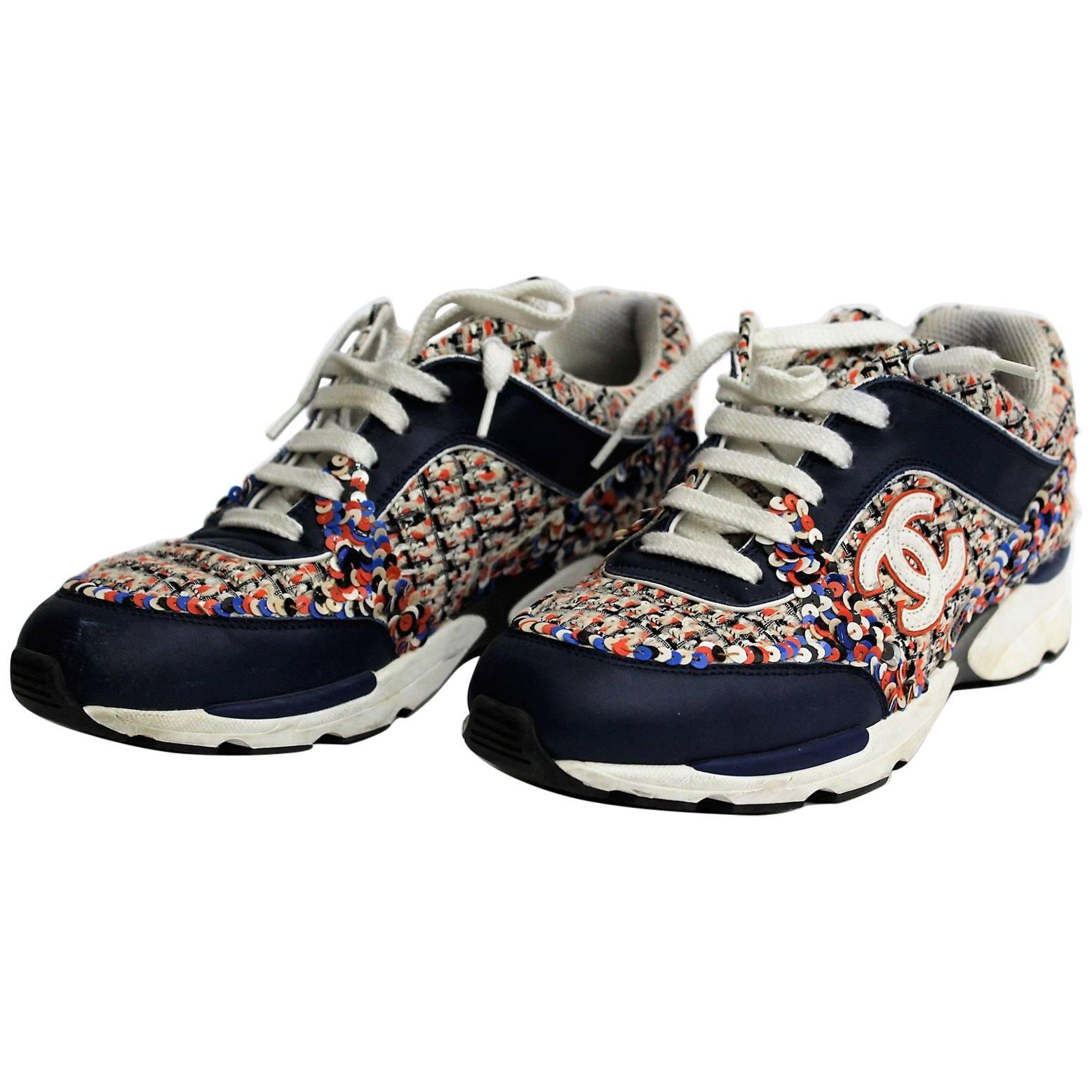 Chanel 13S Multi-color Tweed Sneakers at 1stDibs