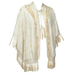 Victorian Canton Silk Embroidered Wedding Shawl, 1900s