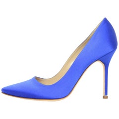 Vetements x Manolo Blahnik Blue Satin Signature Pumps Sz 39.5 NEW