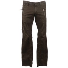 Neil Barrett Men
s Brown Cotton Zip Pocket Casual Pants