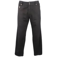 Dries Van Noten Men's Black Cotton Zip Leg Casual Pants
