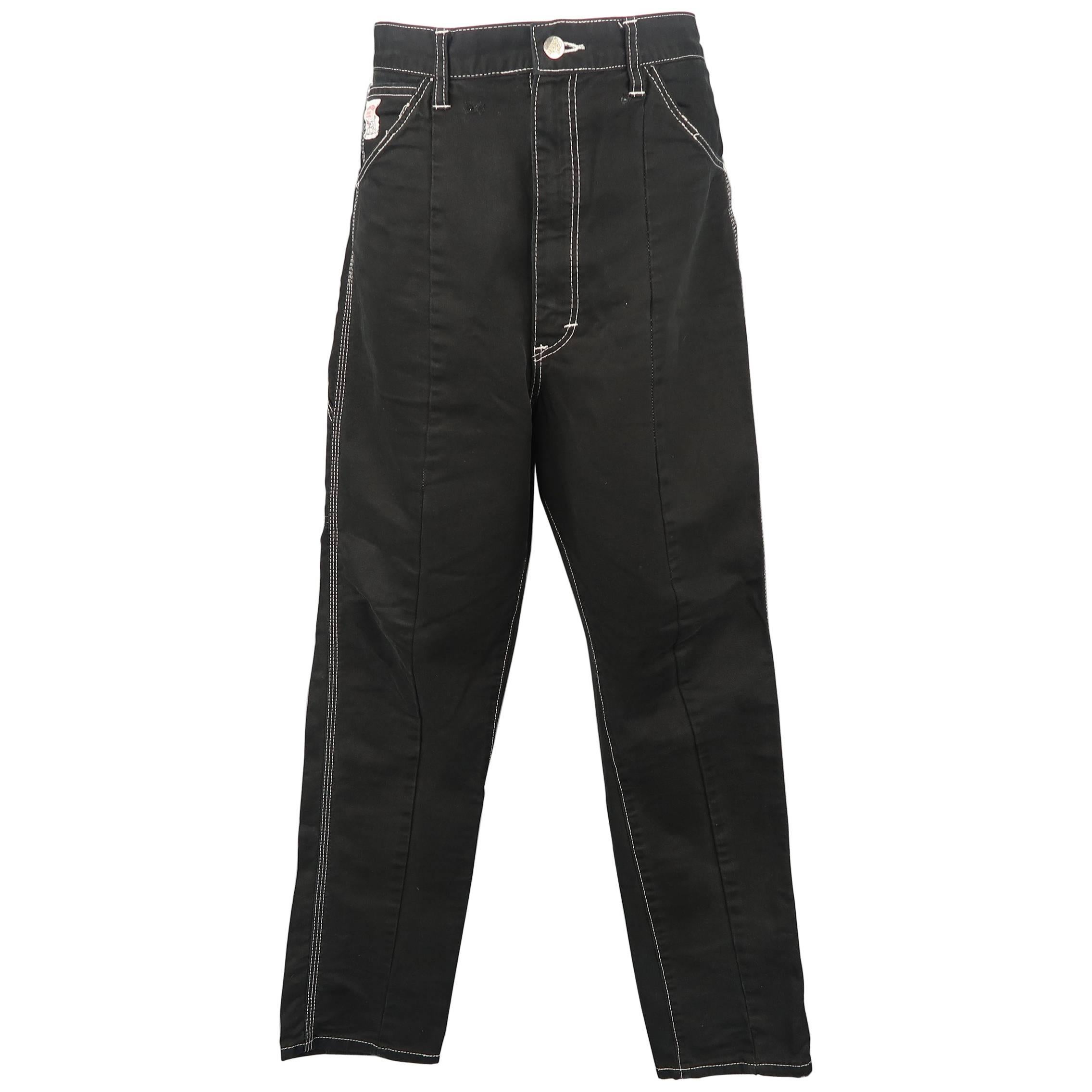 Junya Watanabe Men's Black Contrast Stitch Cotton Work Pants For Sale at 1stDibs contrast