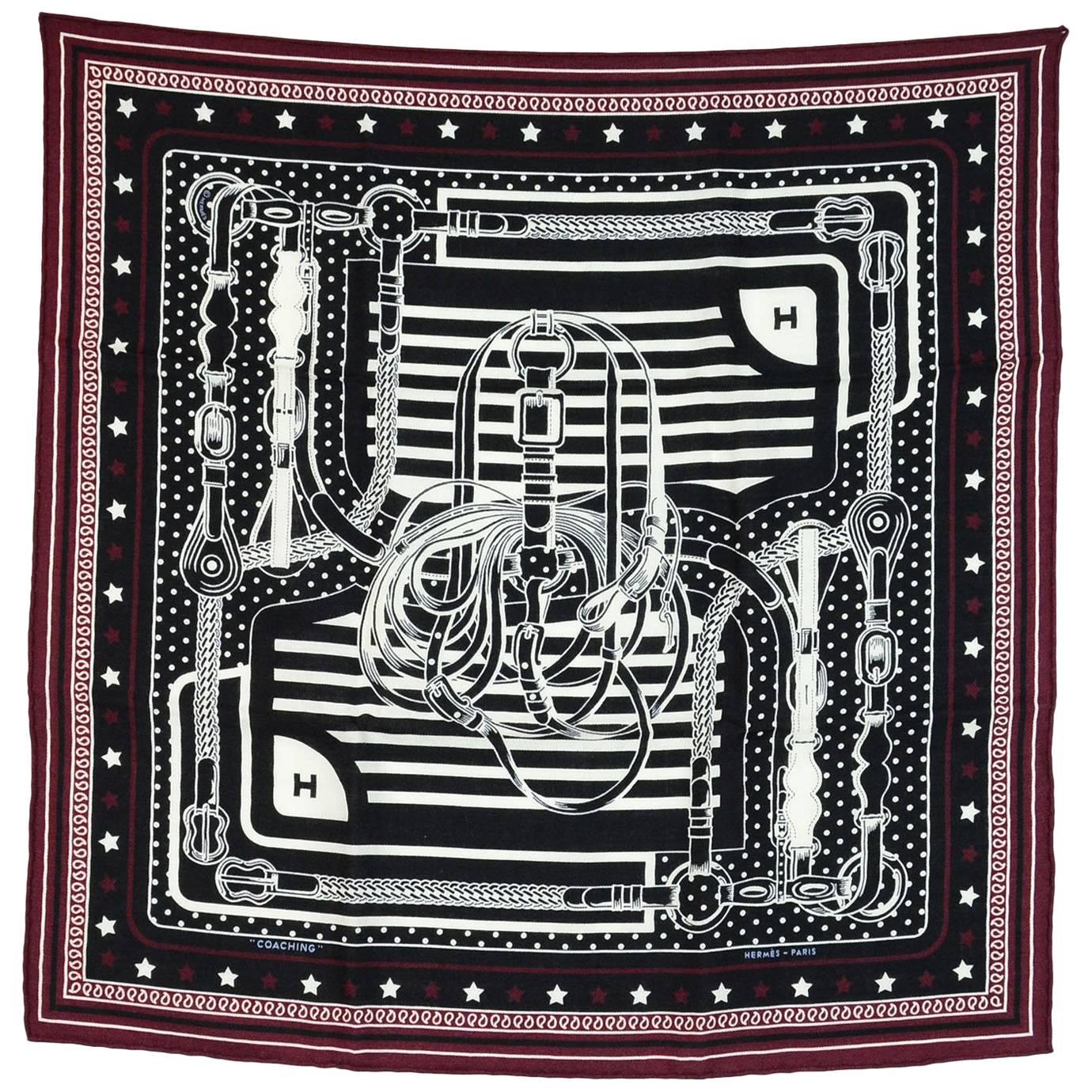 Hermes Coaching Bandana Cashmere & Silk 55cm Scarf NIB