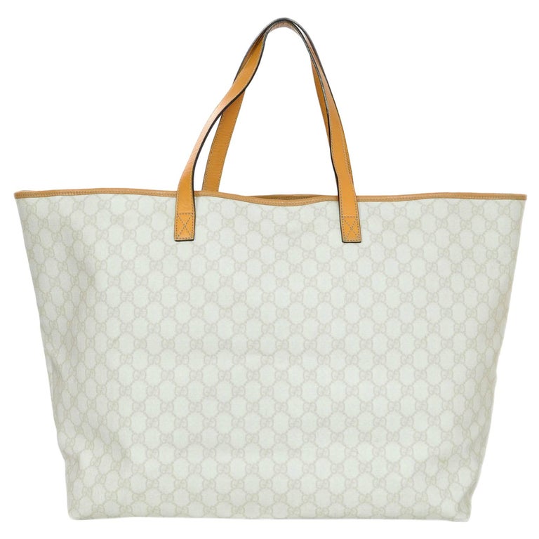 Gucci Cream Canvas Monogram Large Tote Bag For Sale at 1stDibs