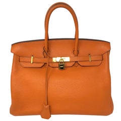 Hermes Orange Birkin 35 Bag