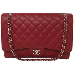 Red Chanel Caviar Maxi Flap