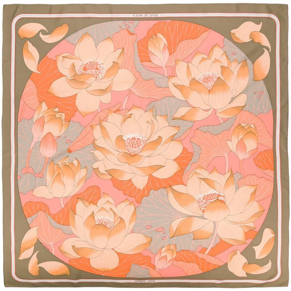 Hermès Fleurs de Lotus Scarf by Christiane Vauzelles, 1985